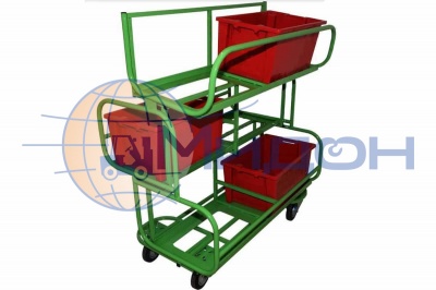 Тележка для лотков (RAL 6018) ТКЗ 200 ( 790х1210х1300 ) (колёса ф200: стандартные, Китай)