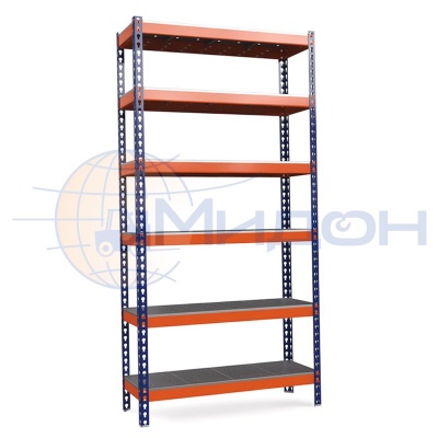 Стеллаж полочный Профи-Т с металлическим оцинкованным перфорированным настилом Т-150/L (3000х1845х770) P/6 2500 кг(стеллаж) 300 кг(полка) 6 полок