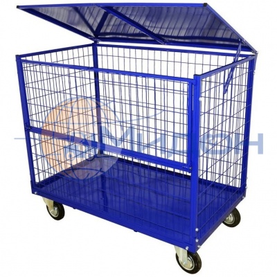 Контейнер передвижной сетчатый с открываемой боковой створкой КСМ 6 ( 800х1200х920 ) (колёса ф160: стандартные, Китай)