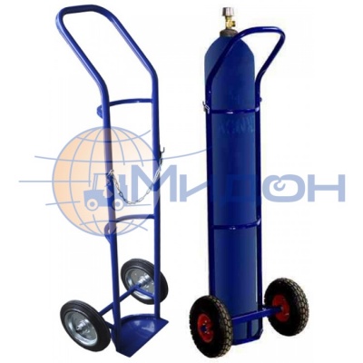 Тележка двухколёсная ГБ 1 (110кг) для 1го баллона кислорода, ацетилена, углекислоты (колёса ф250: литая резина, Китай)