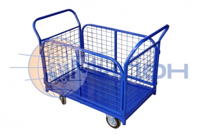 Тележка платформенная с бортами из сетки ТС 3 ( 600х1000 ) (колёса ф125: стандартные, Китай)