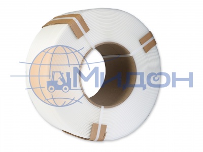 Лента полипропиленовая (ПП) 12х0,5мм (белая) разрывная нагрузка 120 кгс(Н), 1 бухта 3000 м (автомат, полуавтомат, ручная)