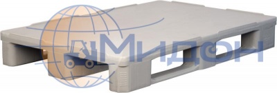 Паллет пластиковый сплошной на 3х полозьях (7500кг/1750кг/1750кг), гигиенический, усилен металлическим профилем IR 1208-3R-G-H 1200 х 800 х 160 цвет - серый