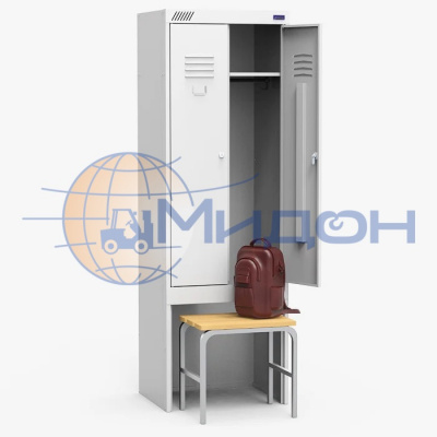 Шкаф для одежды (гардеробных и раздевалок) ШРК 22-600 ВСК с нишей для выдвижной скамьи