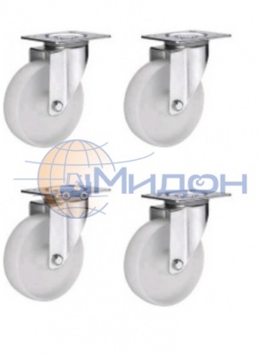 Колёса (комплект 4шт) для контейнера пластикового BoxPallet в сборе (вариант 1) 150 х 150 х 150