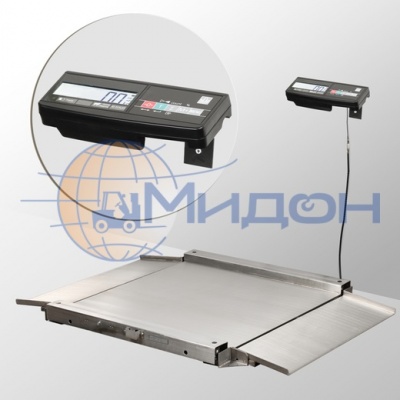 Весы товарные платформенные МАССА 4D-LA.S-4-2000 (1500x1200мм), из нержавеющей стали, с пандусами