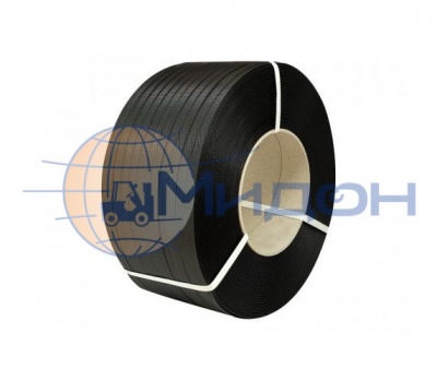 Лента полиэтилентерефталатная с тиснением (ПЭТ) 12х0,6мм (чёрная) разрывная нагрузка 240 кгс(Н), 1 бухта 2450 м (автомат, полуавтомат, ручная)