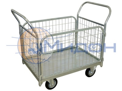 Тележка платформенная с гальваническим покрытием с бортами из сетки ТС Ц 5 ( 700х1200х700 ) (колёса ф200: стандартные, Китай)